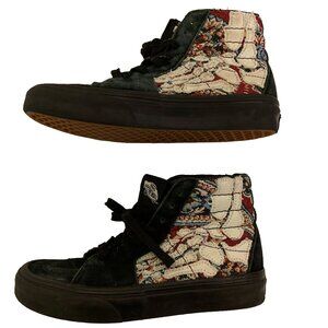 VANS Hazy Bones Sk8-Hi Black Grunge Tapestry Bone Cutout Shoes (M 3.5, W 5.0)